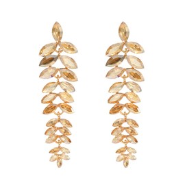 FDEETY Crystal Earrings for Women Long Hanging Crystal Earrings Hanging Wedding Bridal Rhinestone Earrings Fashion Jewellery, 金合金