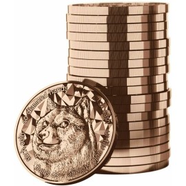 Lot of 5 - 2021 1oz Blockchain Mint Crypto Dogecoin Copper Limited BU Round Coin