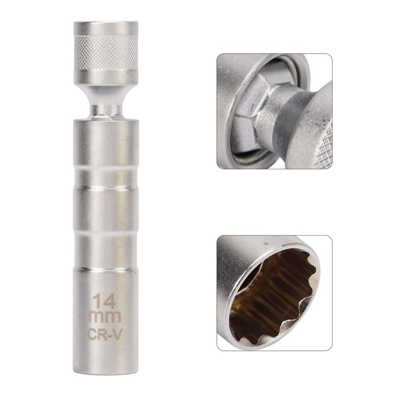 Magnetic Swivel Spark Plug Socket, Chrome Vanadium Alloy Steel 3/8in