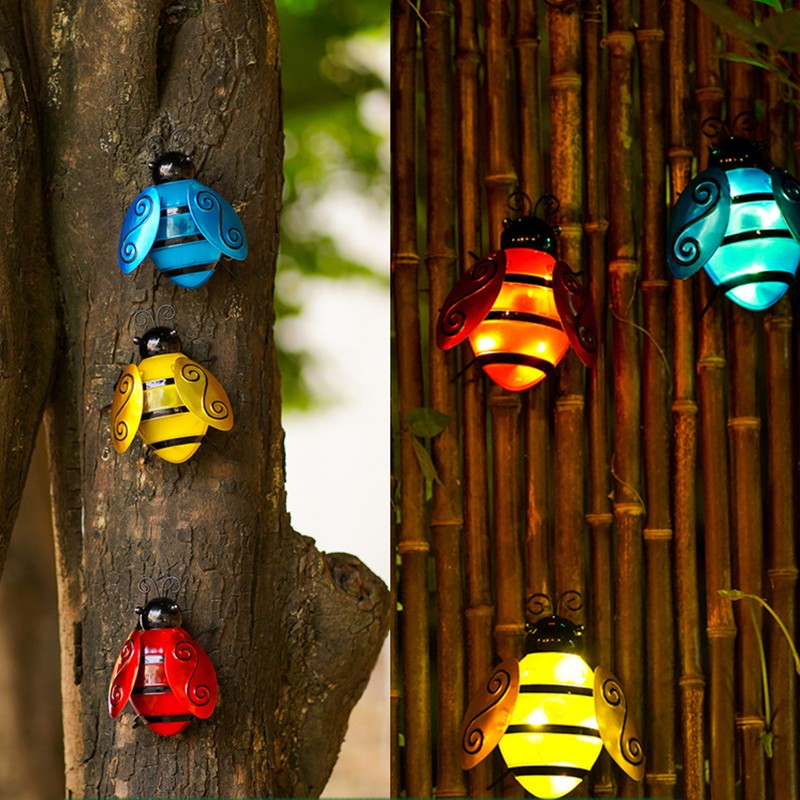 3pcs Solar Bee Lights Cute Innovative Iron Art Solar Powered