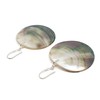 THEPRETTYBITS Dark Abalone Shell Earrings, Large Round Disc, Long Dangle