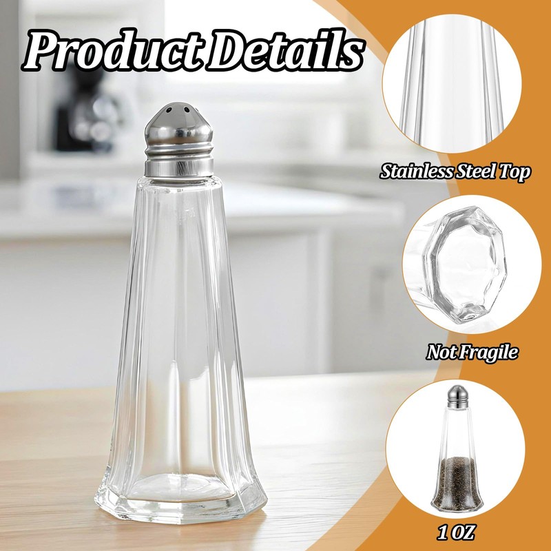 24 Pieces Clear Tower Glass Salt and Pepper Shakers, 1