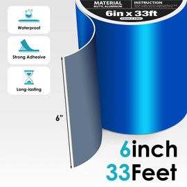 Blue Waterproof Butyl Tape, 6 in x 33ft - W x L, Self Adhesive Butyl Rubber Sealant Tape for RV Repair, Metal Roof Sealing, Pool Cover, Awning, Pool Liner, Window Patching & Boat Leaking