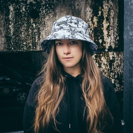 Blackskies® Fenrir Bucket Hat | Unisex Sonnenhut Fischerhut Anglerhut Herren Damen Schwarz Marmor