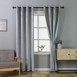 ELKCA Luxury Silver Grey Velvet Window Curtain for Living Room,Grommet Top,2 Panels(Silver Grey, 52" W x 84" L)