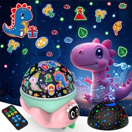 Dinosaur Night Light Projector for Kids Pink Dino Toys for Boys, Star Night Lights with Music and Timer, 17 Mode Color Changing Lamp with Remote, Christmas Birthday Gift for Baby Girl Boy