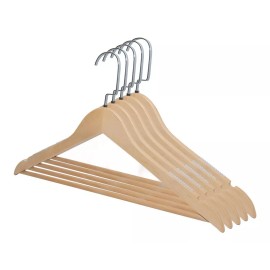 Exhivit Gancho De Madera P/ Ropa Con Anti-derrapante Paq C/10 Piezas