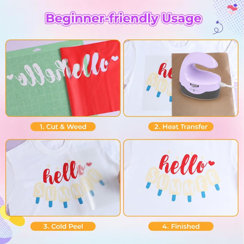 HTVRONT Heat Transfer Vinyl - 25 Packs HTV Vinyl for