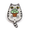 Noristudio Succulent and Gray Tabby Cat Enamel Pin for Cat