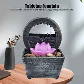 Fountain Ornament, LED Table Fountain Decor, LED Waterfall Fountain with Quiet Stones and Meditative Sound for Bedroom, Living Room, Home, Office
