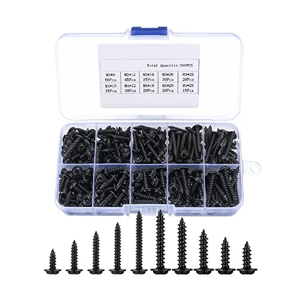 XxinXrong300 Pcs M3 M4 Cross Head Self Tapping Screws with