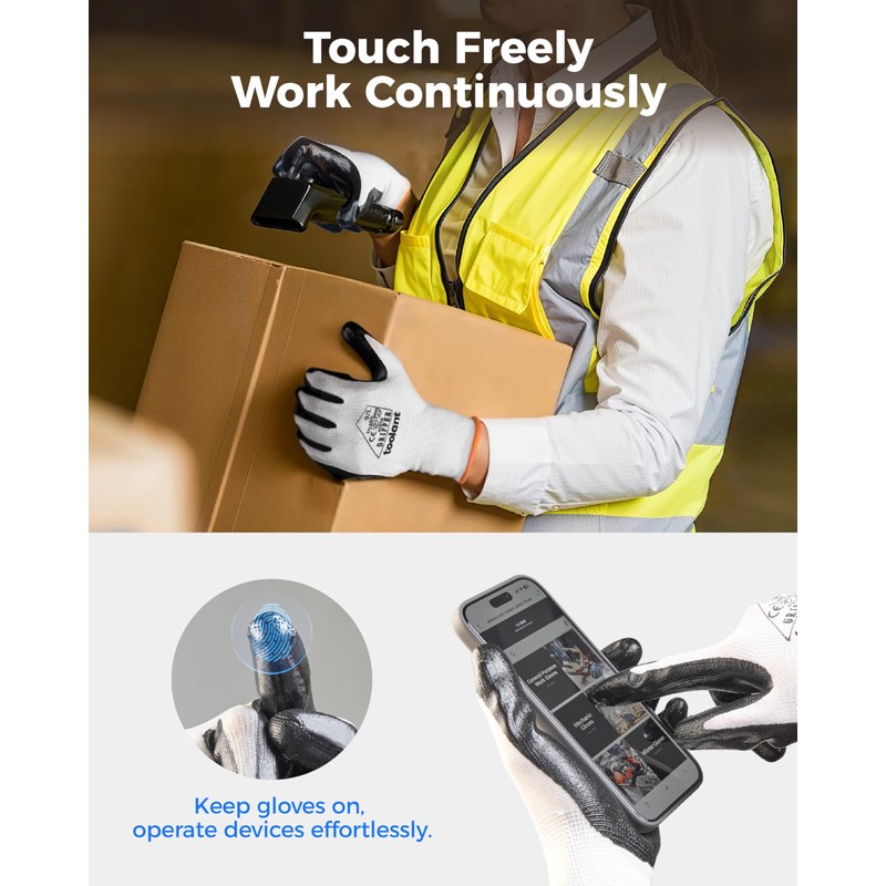 toolant Nitrile Coating Work Gloves for Men, Superior Oil Resistance,