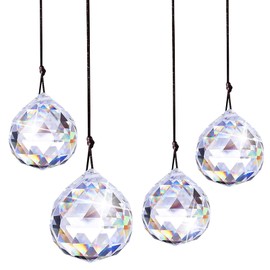Sun Catcher, Pack of 4 Crystal Suncatchers Window, Crystal Prism Sun Catcher, Window Crystal Glass Prism Pendant Decoration, Glass Pendant Crystal Ball for Home, Office, Garden Decoration