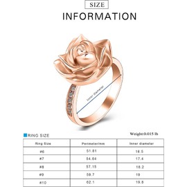 Urn Ring for Ashes Rose Flower Cremation Jewelry Crystal Ashes Ring for Women Stainless Steel Rose Flower Keepsake Memorial for Ring Gifts, Crystal, No Gemstone