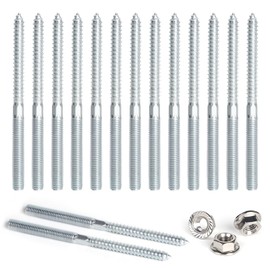DBREAKS Hanger Bolts Torx, Pack of 15 Double Head Screws, M8 x 100 mm Double Thread Screws, Double Sided Dowel Screws with Locking Tooth Nuts, Screw Pins Thread, Galvanised Double Thread for Furniture