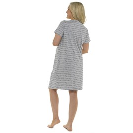 Thingimijigs Ladies Maternity Made with Love Soft Cotton Short Sleeve Nightshirt Nightdress Nightie - Grey UK 20-22