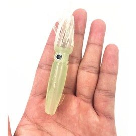 Mimilure Soft Luminous Octopus Trolling Saltwater Bait Squid Skirt Fishing Lures Glow in Dark,4.13inch