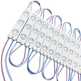 Yolu 20pcs Super Bright 3 LED Injection Module Strip Lights 5630 SMD LEDs with Lens 12V Light for Letter Sign Advertising Signs Storefront Garage-White