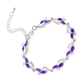 Zhang shine Adjustable Boho Purple Dolphin Ocean Anklet Bracelet Beach Foot Jewelry for Women Mom Wife