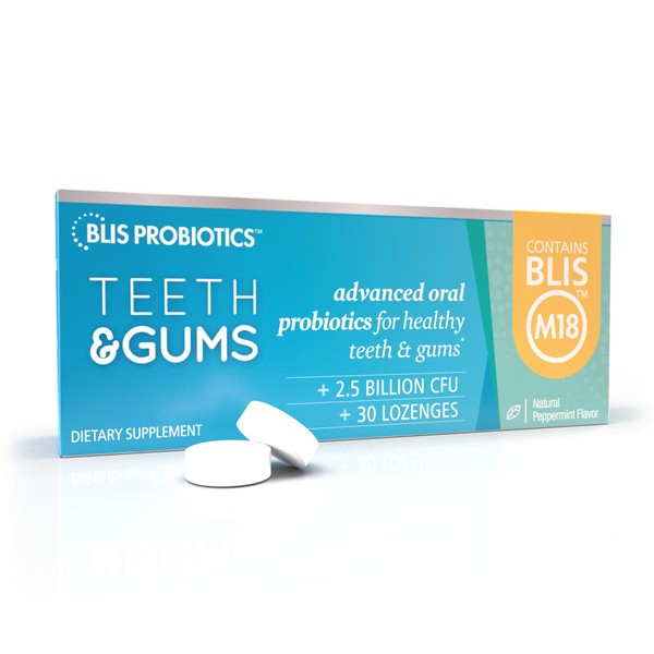 BLIS Teeth & Gums Oral Probiotics for Mouth - Most Potent M18 Formula Available, 2.5 Billion CFU - Mouth Probiotic for Tooth and Gum Health, Adults and Kids - Sugar-Free Lozenges, 30 Day Supply
