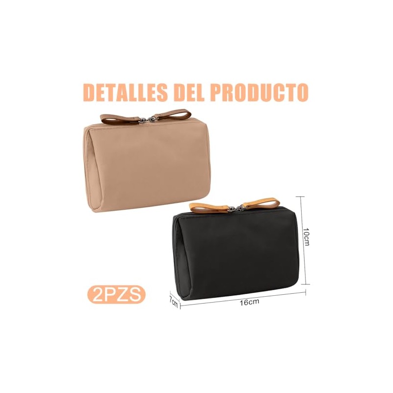 2pzs Cosmetiquera de Viaje, 16×10cm Bolsa de Maquillaje para Mujer,