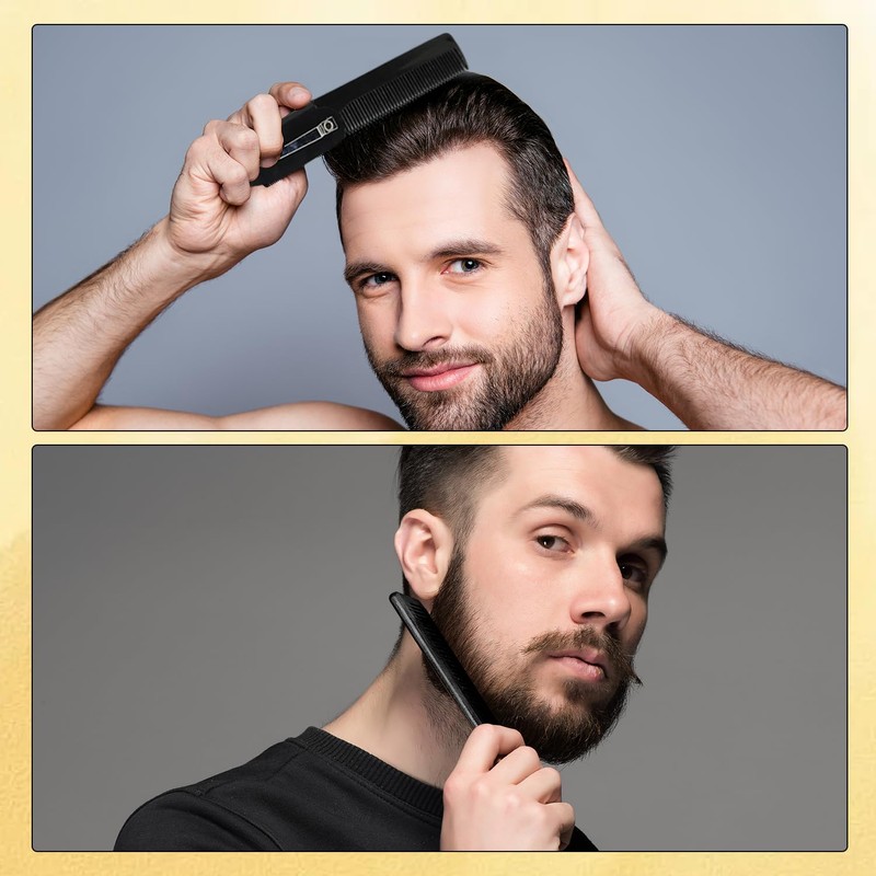 2PCS Folding Beard Combs for Men, Moustache Comb with Fine
