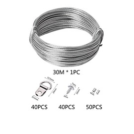 Mult Vilacan Hook Picture Rail, Wire Sling, Wire Rope, 30 m, Triangular Hanging Can, 40 , Wire Rope Sleeve, 50 , Wood Screws Included, Stainless Steel, Picture Frame, Thumb Tacks, Hanging Hardware