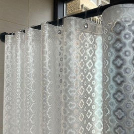 Myratts Plastic Shower Liner - Premium EVA 7G Thickened Shower Curtain Liner with Rustproof Grommets and 3 Weighted Magnets, Waterproof Shower Curtain for Bathroom… (3D Plum Blossom, 72”*72”)