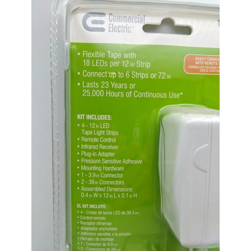 Commerical Electric (4-Strip Pack) 12 in. Linkable RGBW Indoor LED