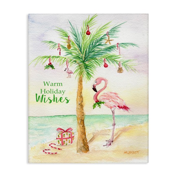 Stupell Industries Tropical Flamingo Christmas Nautical Palm Tree, Design by