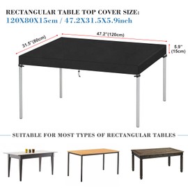 VANSHEIM Table Top Cover Garden Table Cover Garden Table Cover for Table Waterproof Tarpaulin Garden Table Windproof UV-Resistant 420D Oxford Fabric 120 x 80 x 15 cm