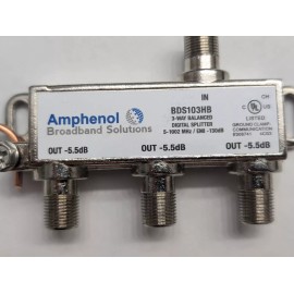 Amphenol Broadband Solutions 3-Way Balance -5.5db Loss Digital Splitter BDS103HB