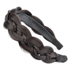 BOBIYA Braided Hair Headband with Tooth Braid Hair Headband with Teeth Wide Braided Hair Headband (Brunette Brown, Free Size)