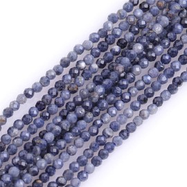 GEM-Inside 2mm Natural Tiny Sapphire Faceted Round Spacer Small Beads for Jewelry Making 15"