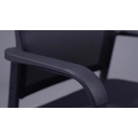 CLATINA Set of 2 Mesh Back Stacking Arm Chairs Upholstered Fabric Seat Guest Reception