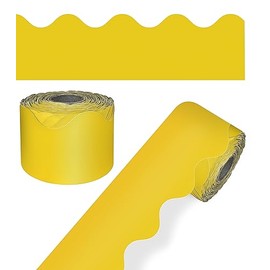 Carson Dellosa 65ft Yellow Bulletin Board Borders, Roll of Scalloped Border Trim for Bulletin Board, White Board, Cork Board, Office Décor, and Classroom Décor, Mango Bulletin Board Decorations