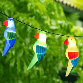 8.5Ft LED Parrot String Lights, Outdoor Tropical Themed String Lights with 10 Multicolor Bird Lights, Plug in Hanging Fairy String Lights for Tent Party Bar Garden Summer Hawaiian Luau Bedroom