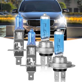 VAMOTA Fit for Kia Sedona (2006-2007 Early) High Performance Halogen Headlight Bulbs,H1 High Beam+ H7 Low Beam combo,100W,Ultra Bright,IP68, plug and play,5000K White Light,4 Pack