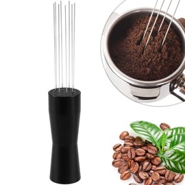 Yetaha Espresso Coffee Stirrer, WDT Tool Upgraded Coffee Powder Stirrer, 304 Stainless Steel Coffee Grounds No Sharp Needle, Black Needle Type Distributor Hand Stirrer Tool