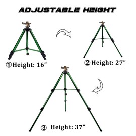 Biswing Impact Sprinkler Head on Tripod Base, Heavy Duty Lawn Sprinklers, 360 Degree Large Area Irrigation, Metal Sprinkler Nozzle & Solid Alloy Metal Extension Legs Flip Locks, 2 Pack
