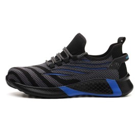 KTDYG Safety shoes, men's and women's work shoes, S3 lightweight, sporty protective shoes, steel toe trainers, blue, 43 EU
