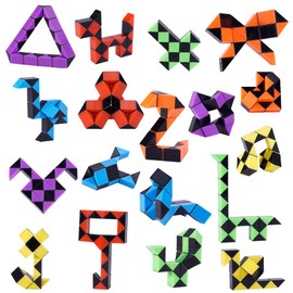 Ganowo 18 Pack Fidget Snake Cube Mini Twist Puzzle for Kids Stocking Stuffer, Birthday Party Favors, Goodie Bags Fillers, Classroom Rewards, Black