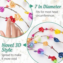Cosweet 20 Pcs LED Light Up Flower Crown Headbands for Women