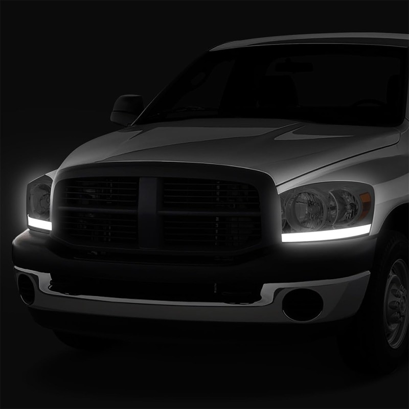 Pair of LED DRL Headlight Assembly Compatible with Dodge Ram