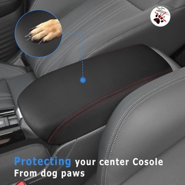 INTGET Car Center Console Armrest Cover for 2025 Honda HRV/HR-V Accessories 2023 2024 Leather Arm Rest Box Lid Middle Console Seat Cover Protector (2024+, Red Stitches)