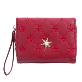 RNIEGA Purse for Women Small Wallet Triple Structure Wallet for Women with Coin Pocket, 04-red