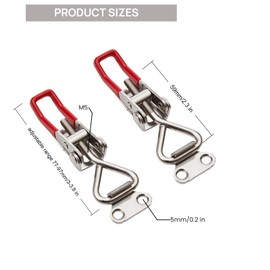HLGHLG Heavy Duty Toggle Clamp Latch 220LB (100kg) Holding Capacity, 304 Stainless Steel Durable Adjustable Bolt Holding Latch 2pcs with 4pcs Screws