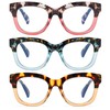 ZXYOO Oversized Reading Glasses for Women,3 Pack Blue Light Blocking