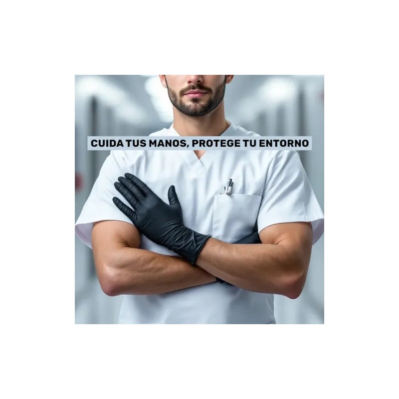 Guantes Nitrilo Uniseal Negro 000 Pzs Multiusos Resistente