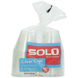 Solo Clear Plastic Cups, 9 oz, 40 ct
